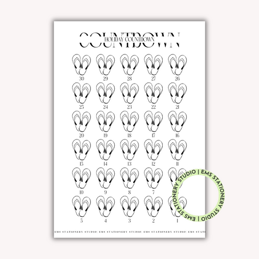 Honeymoon Countdown FlipFlops Journal Inserts **Digital Download**