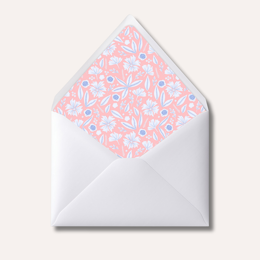 Envelope Liner: Pink, White & Blue Florals