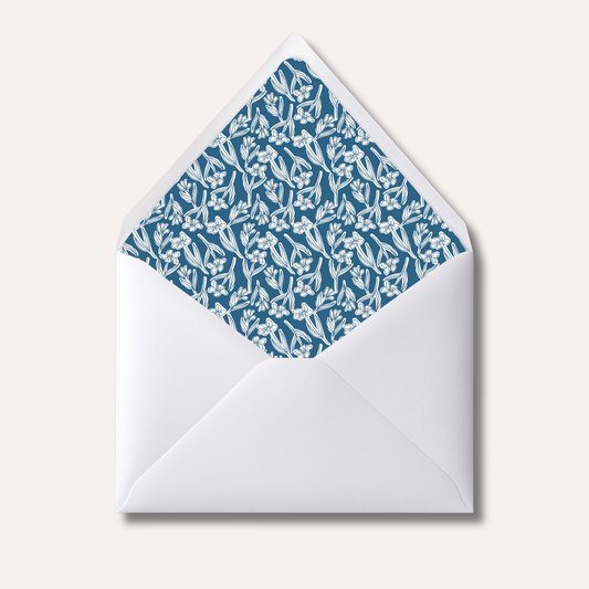 Envelope Liner: White & Blue Floral