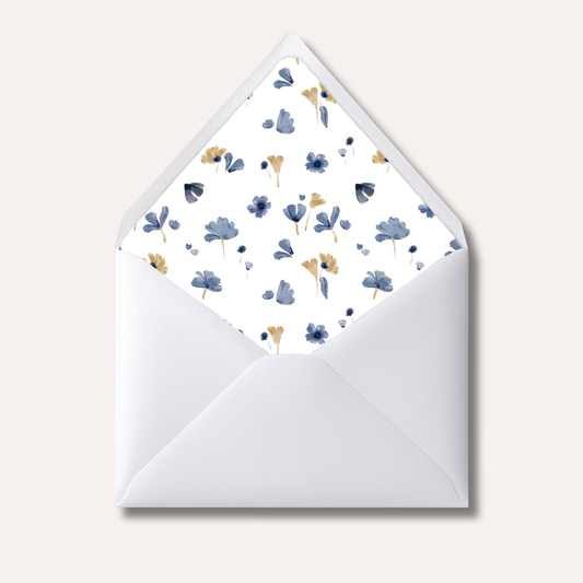 Envelope Liner: White & Blue Floral