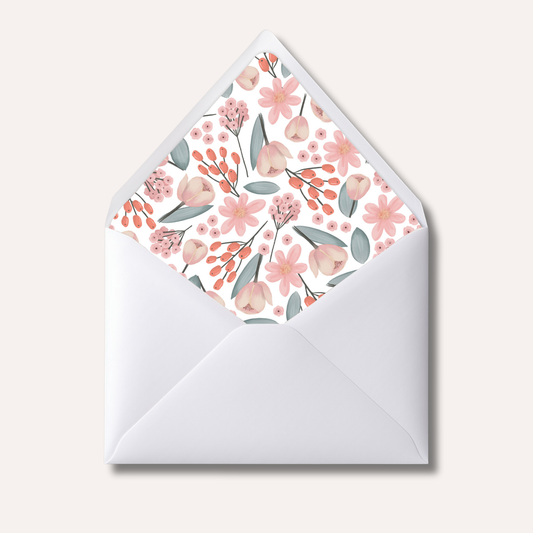 Envelope Liner: Peach Tulips