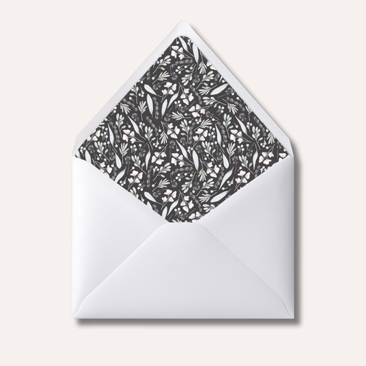Envelope Liner: Dark Grey Florals
