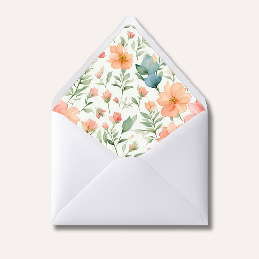 Envelope Liner: Peach & Blue Florals
