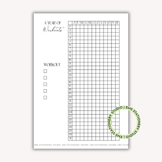 A Year of Workouts Journal Inserts **Digital Download**