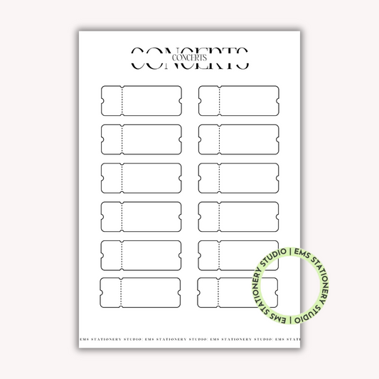 2025 Concerts Journal Inserts **Digital Download**