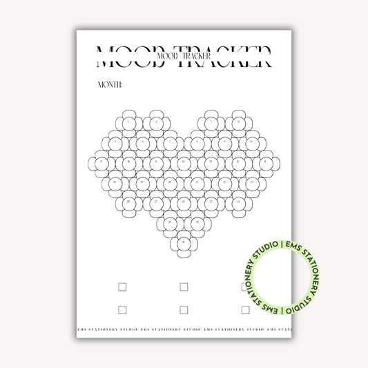 Floral Heart Monthly Mood Tracker Journal Inserts **Digital Download**
