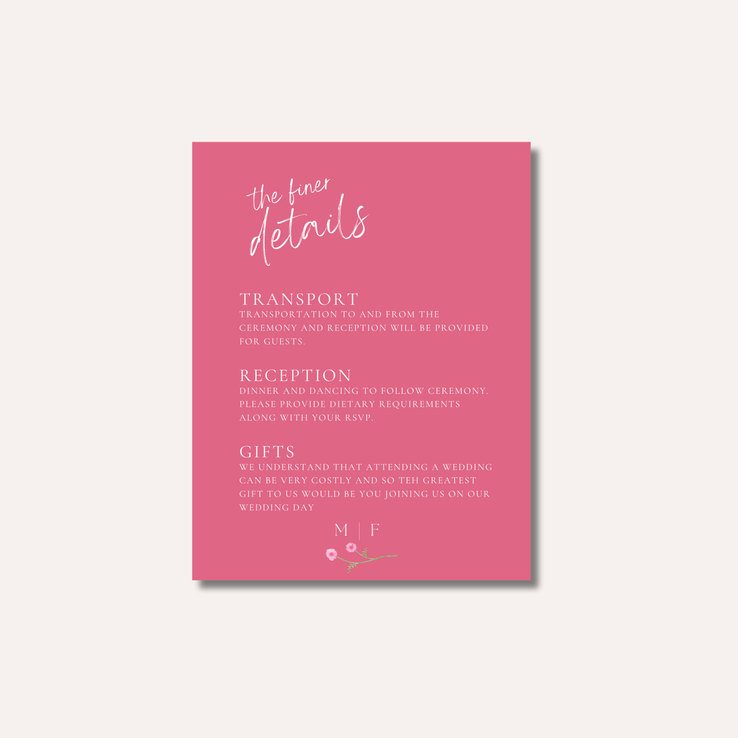 Millie Details Card