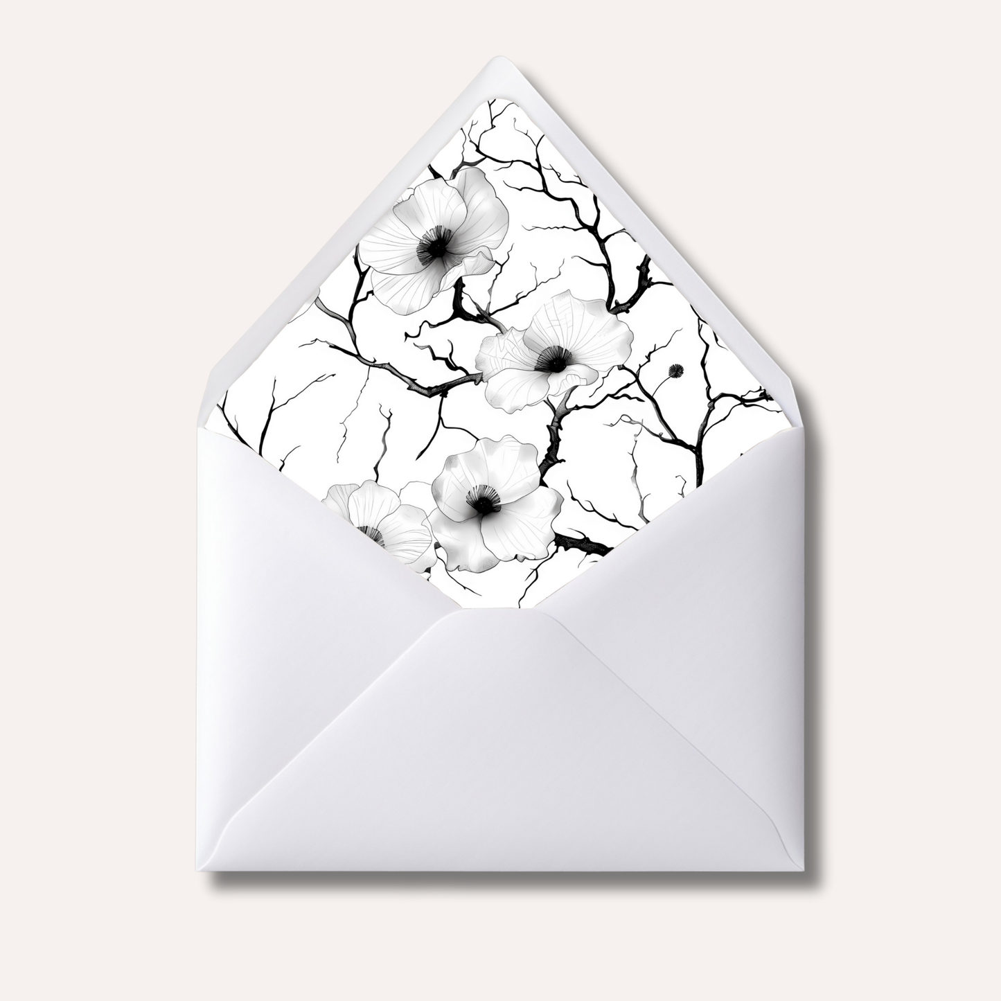 Envelope Liner: Black & White Floral