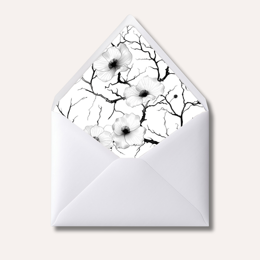 Envelope Liner: Black & White Floral