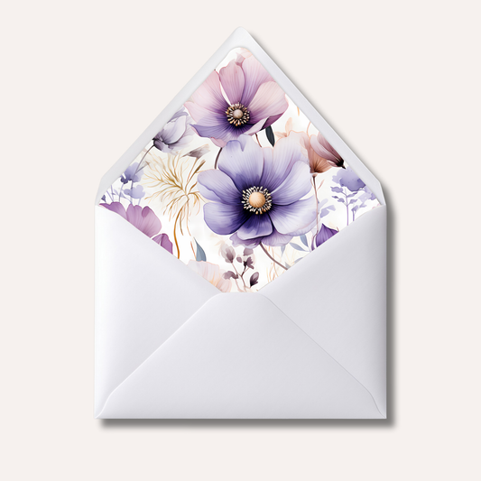 Envelope Liner: Purple Poppies