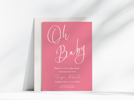 Pink Baby Shower Invitation