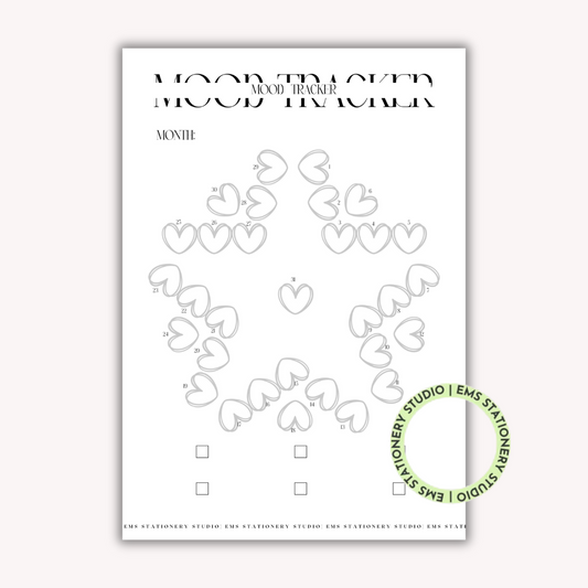 Star Heart Monthly Mood Tracker Journal Inserts **Digital Download**