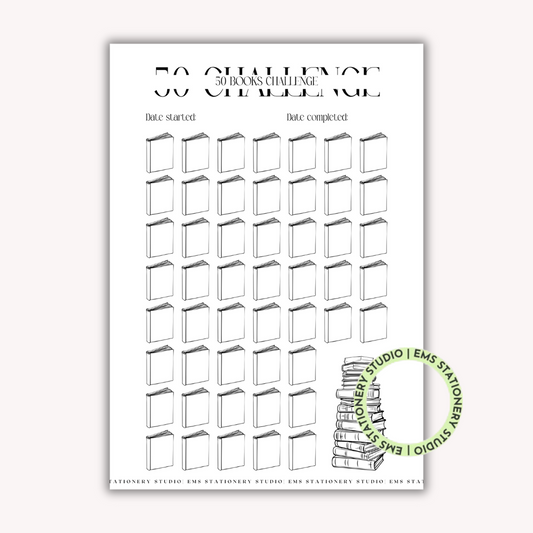 50 Books Challenge Journal Inserts **Digital Download**