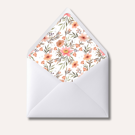 Envelope Liner: Peach Florals