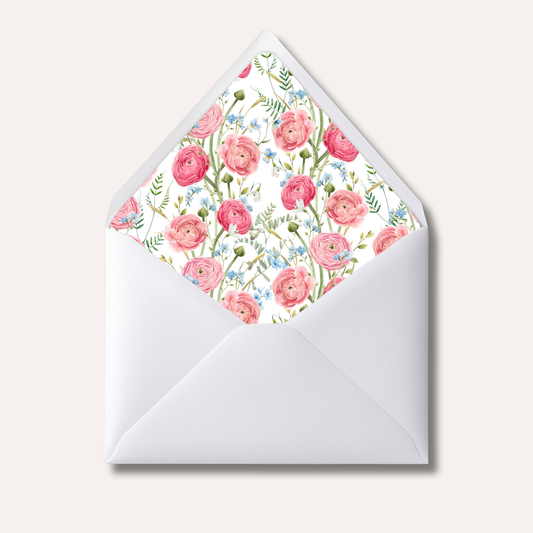 Envelope Liner: Pink Peonies