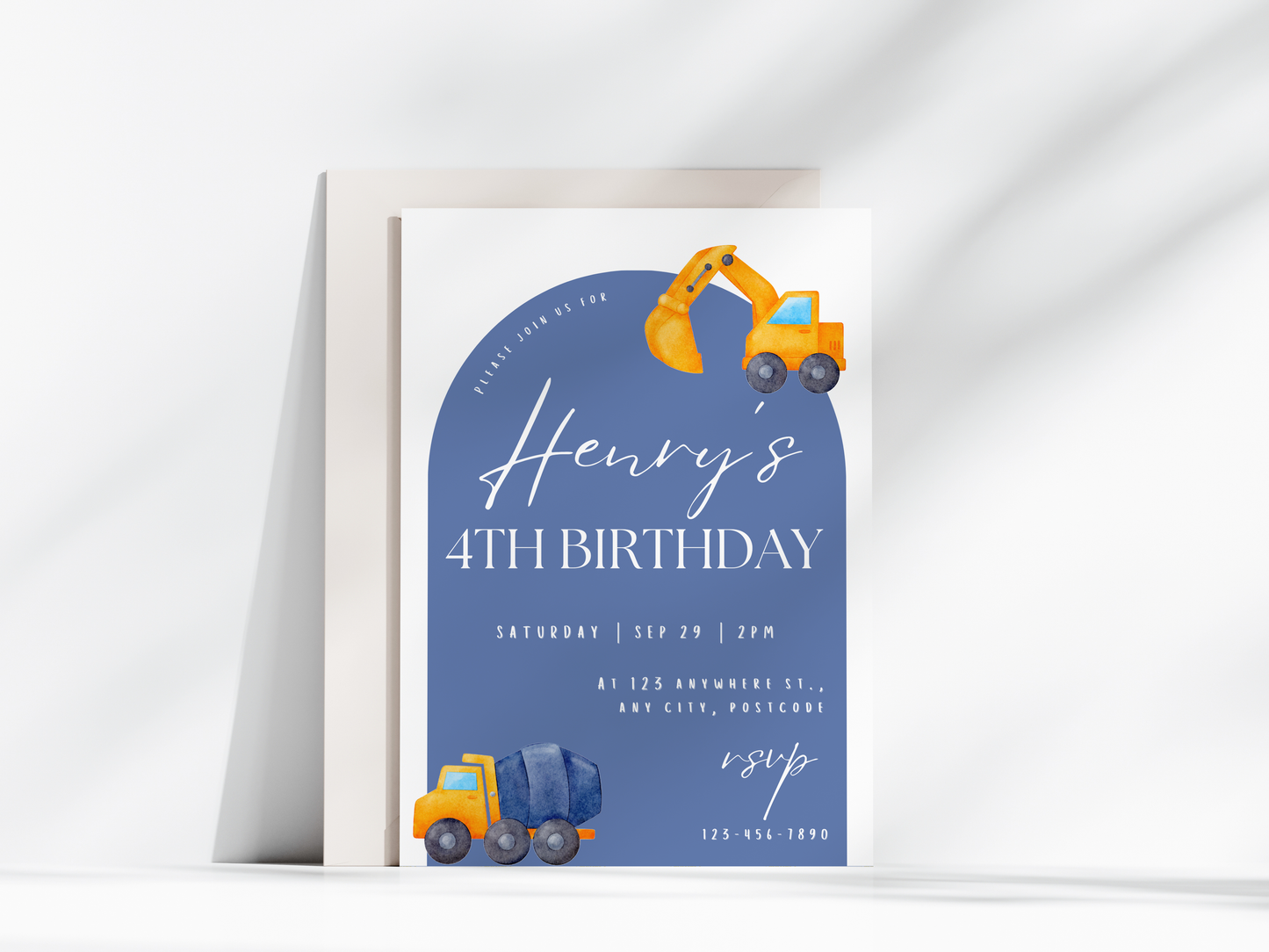 Digger Birthday Invitation