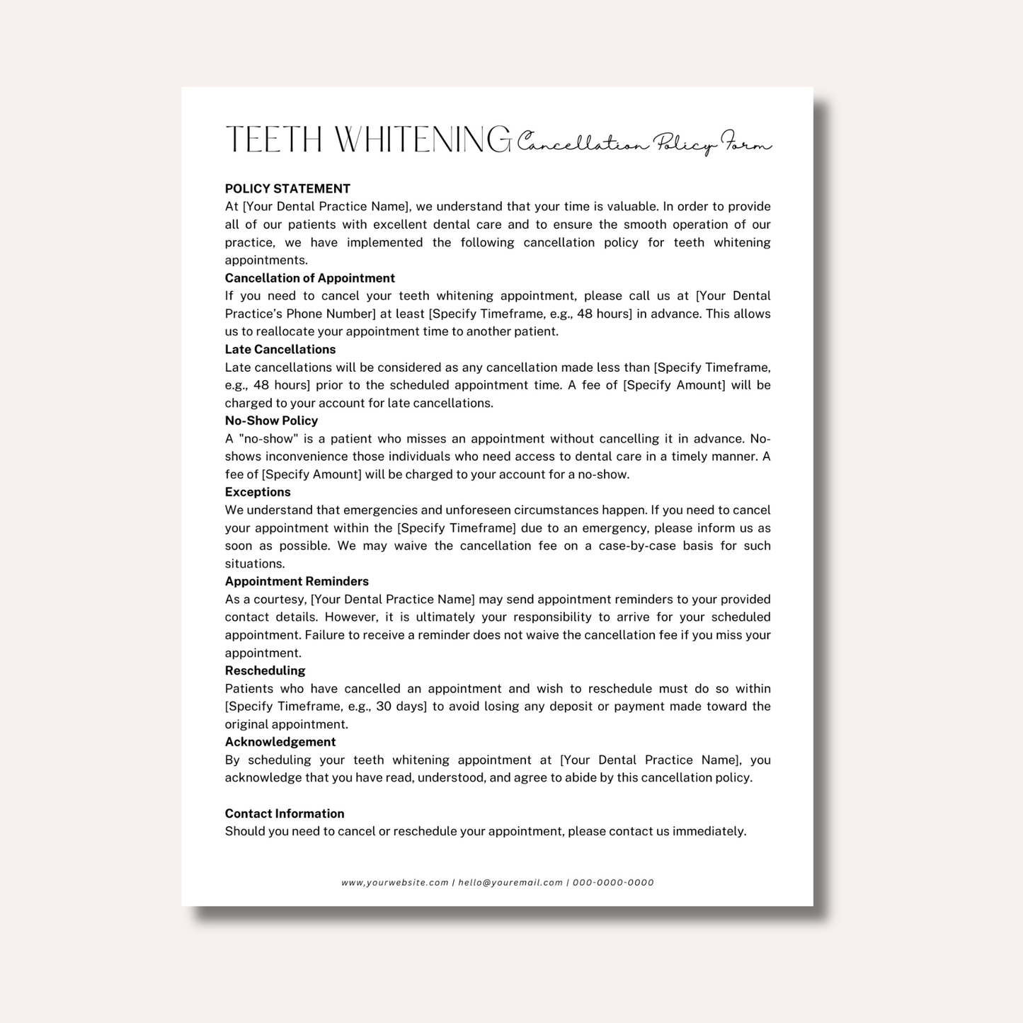 Teeth Whitening Form Bundle