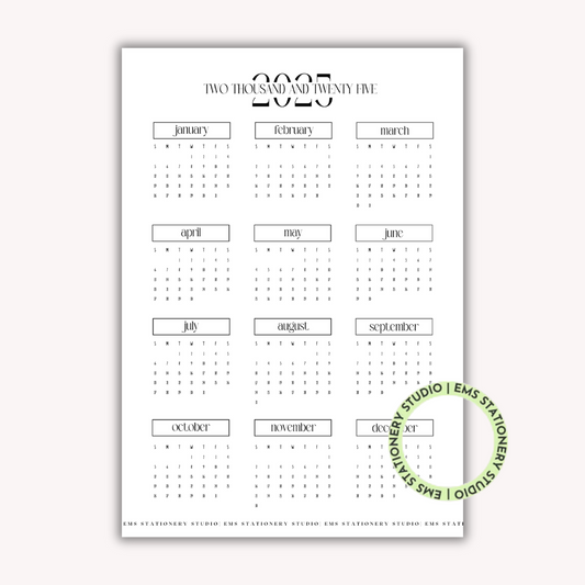2025 Calendar Journal Inserts **Digital Download**