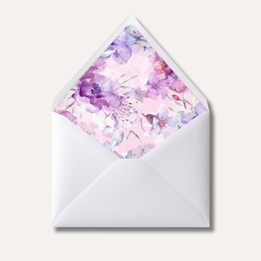 Envelope Liner: Purple Watercolour Florals