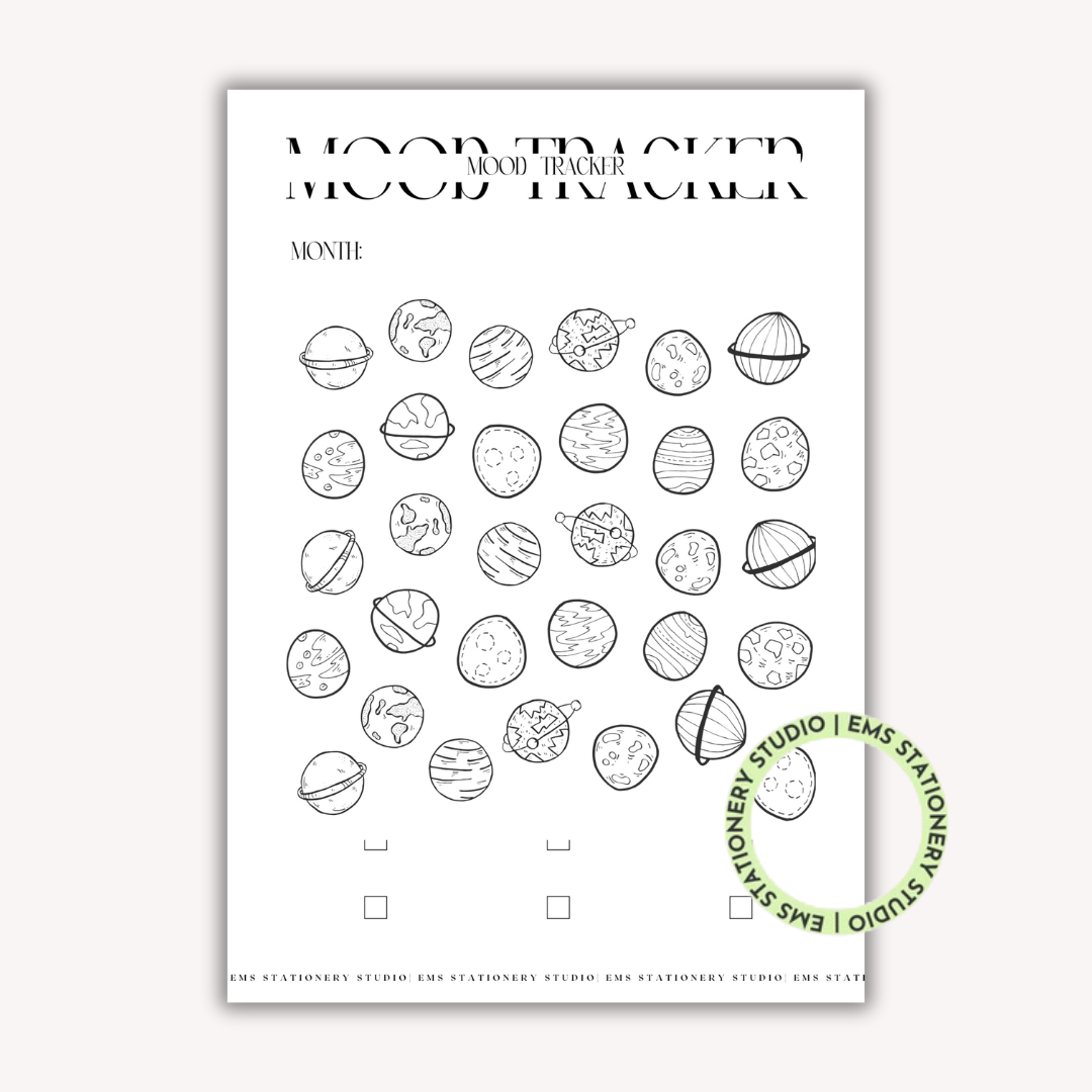 Planets Monthly Mood Tracker Journal Inserts **Digital Download**