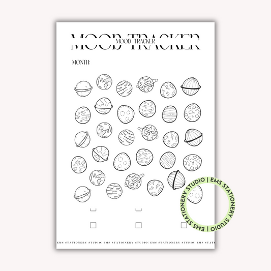 Planets Monthly Mood Tracker Journal Inserts **Digital Download**