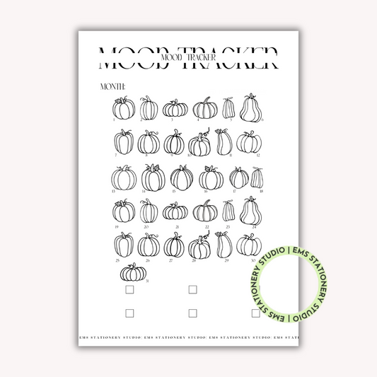 Pumpkin Monthly Mood Tracker Journal Inserts **Digital Download**