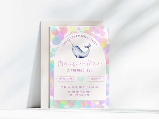 Narwhal Birthday Invitation