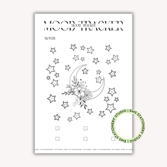 Moon & Stars Monthly Mood Tracker Journal Inserts **Digital Download**
