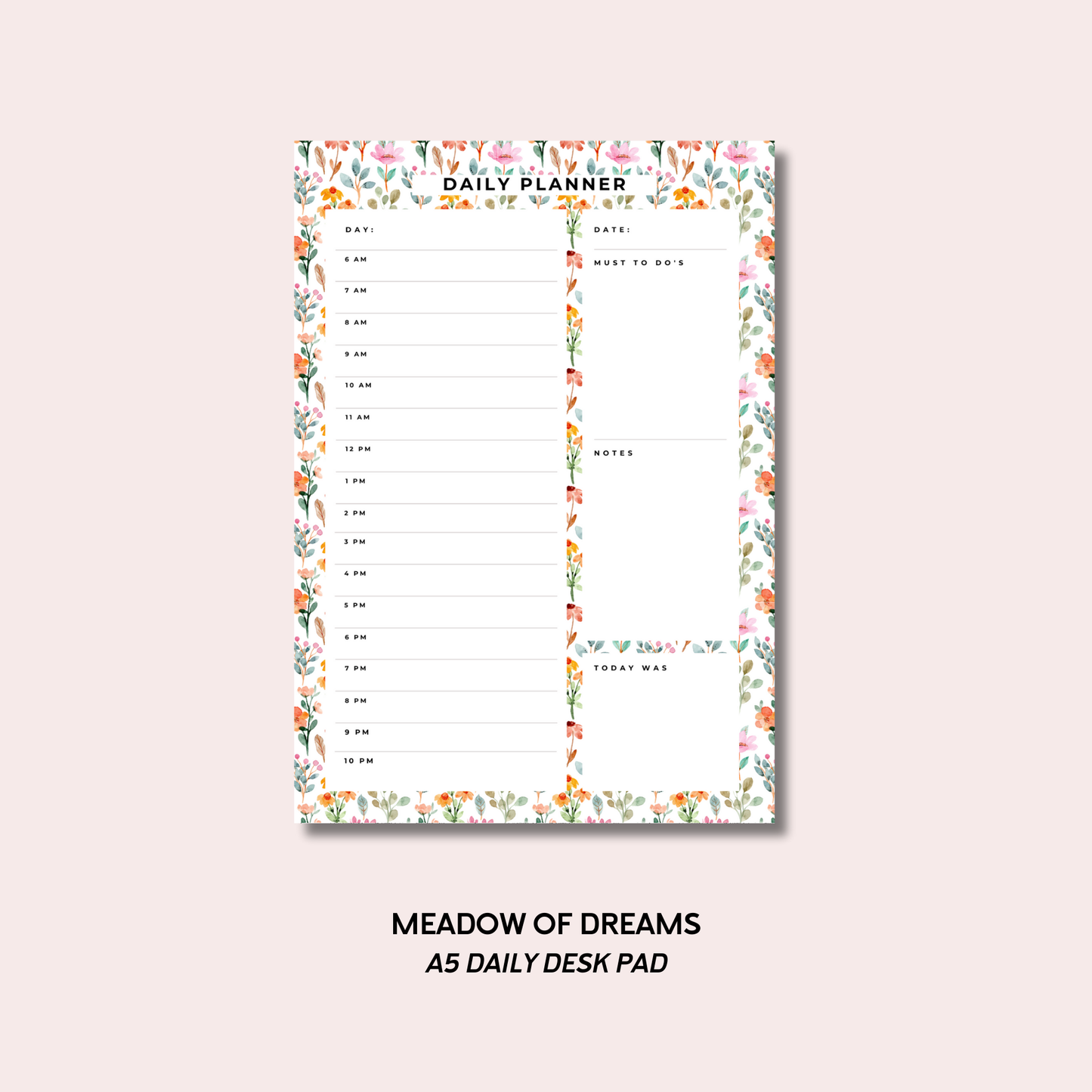 Meadow Of Dreams A5 Daily Desk Pad