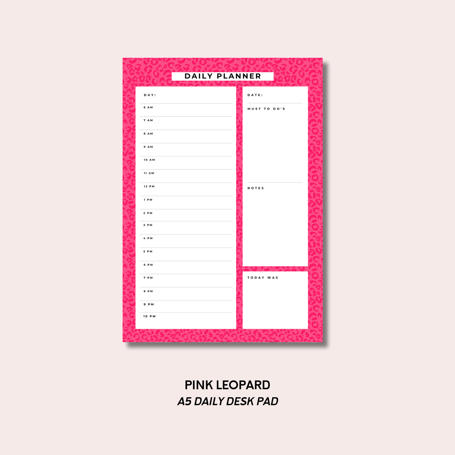 Pink Leopard A5 Daily Desk Pad