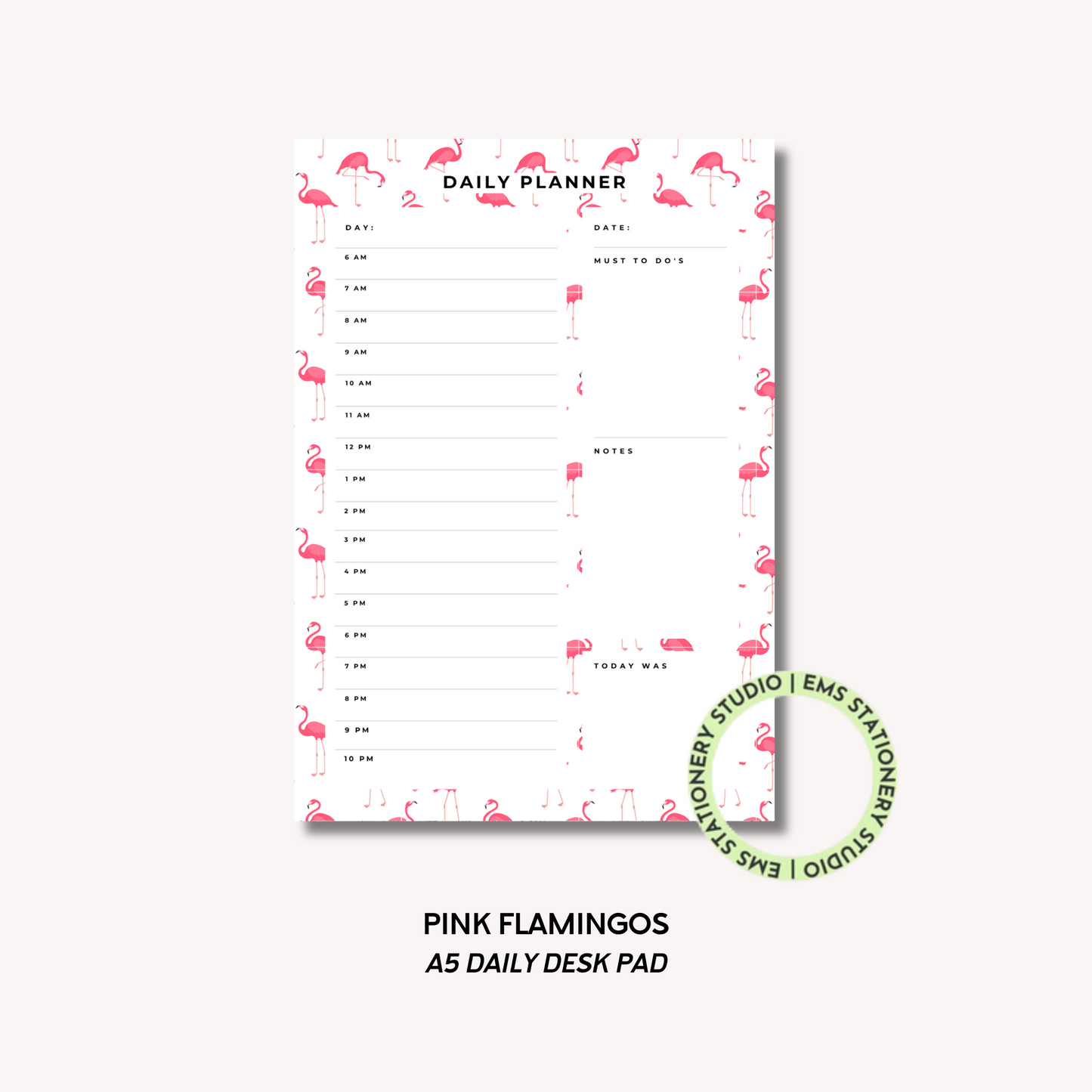 Pink Flamingos A5 Daily Desk Pad