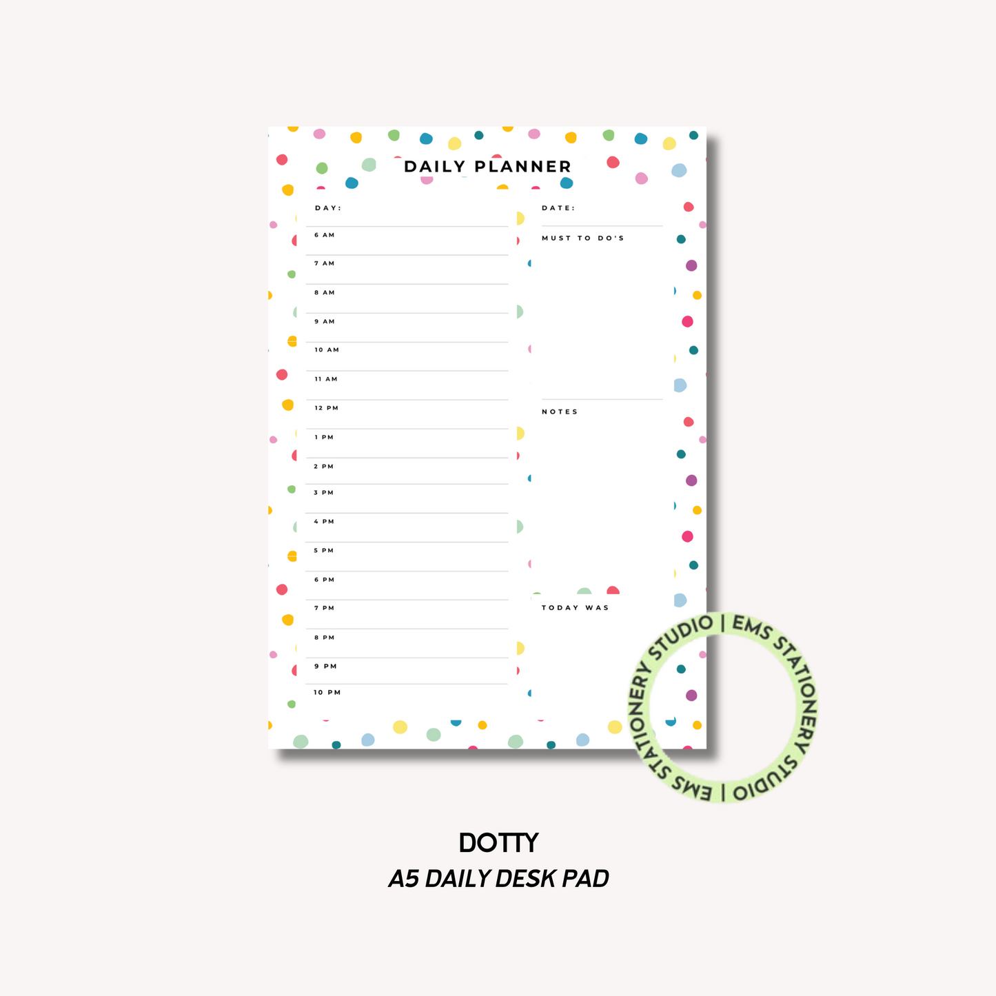 Dotty A5 Daily Desk Pad