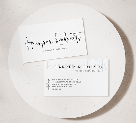 Minimalistic Calligraphy Print Business Cards