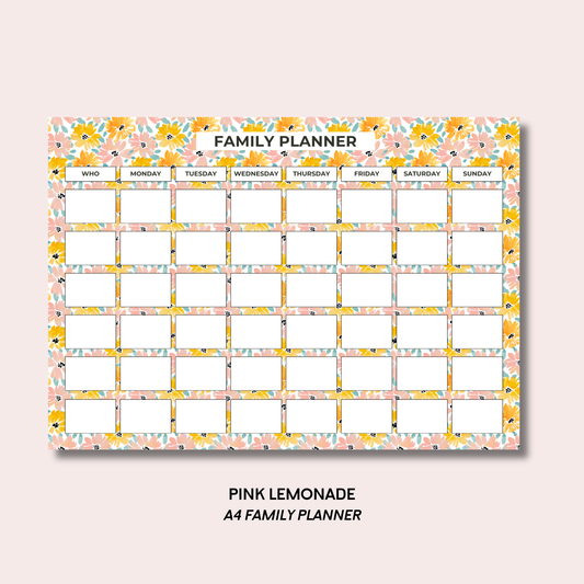 Pink Lemonade A4 Family Weekly Planner