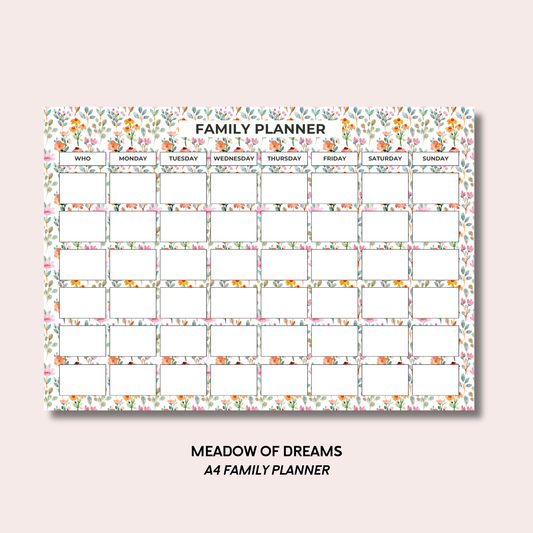 Meadow Of Dreams A4 Family Weekly Planner