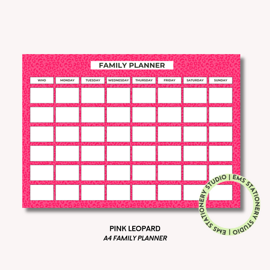 Pink Leopard- A4 Family Planner