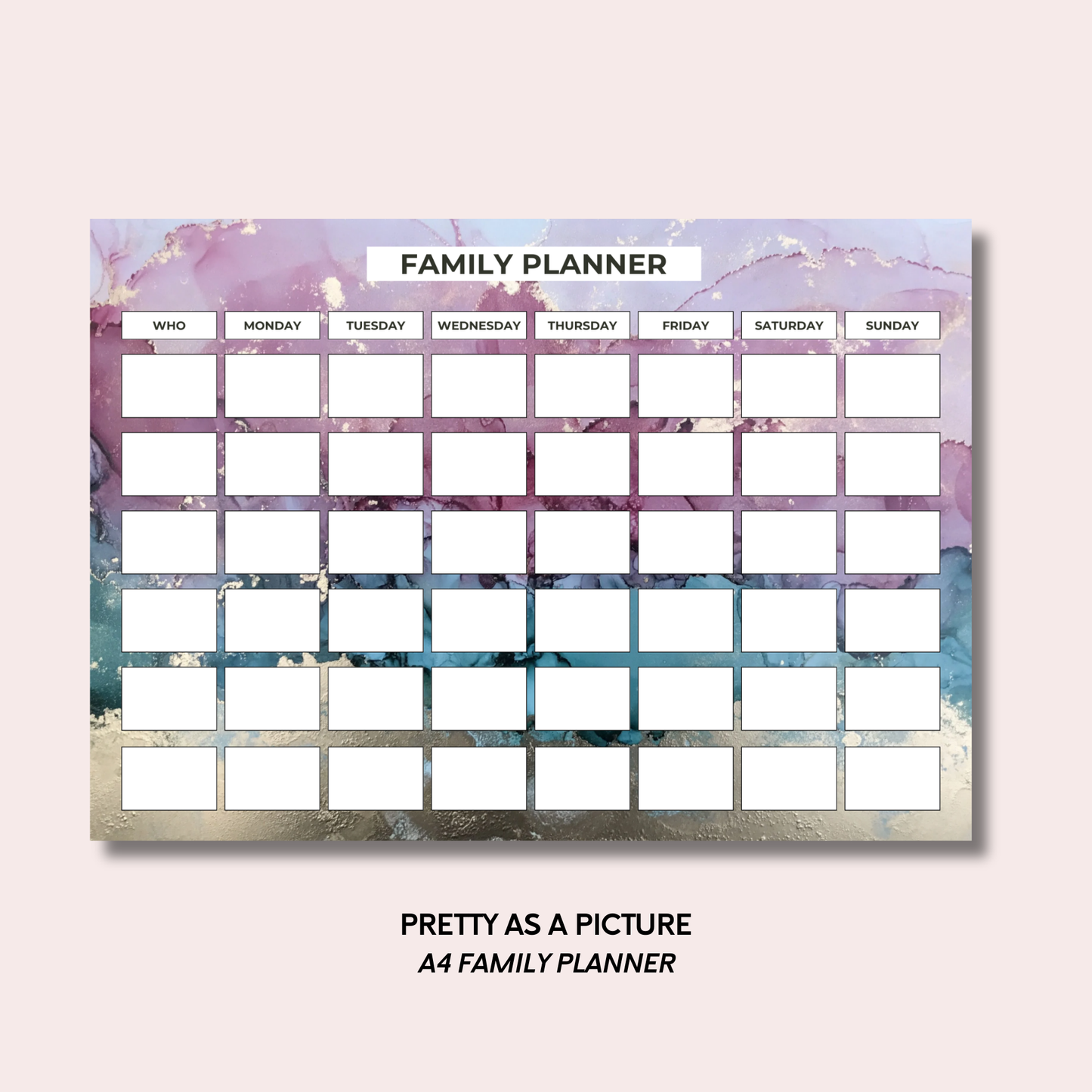 Pretty As A Picture A4 Family Weekly Planner