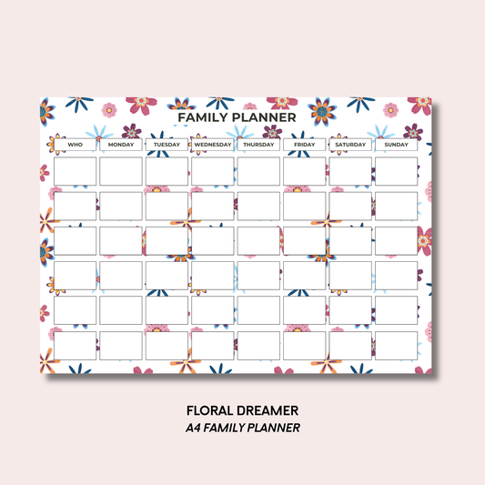 Flower Dreams A4 Family Weekly Planner