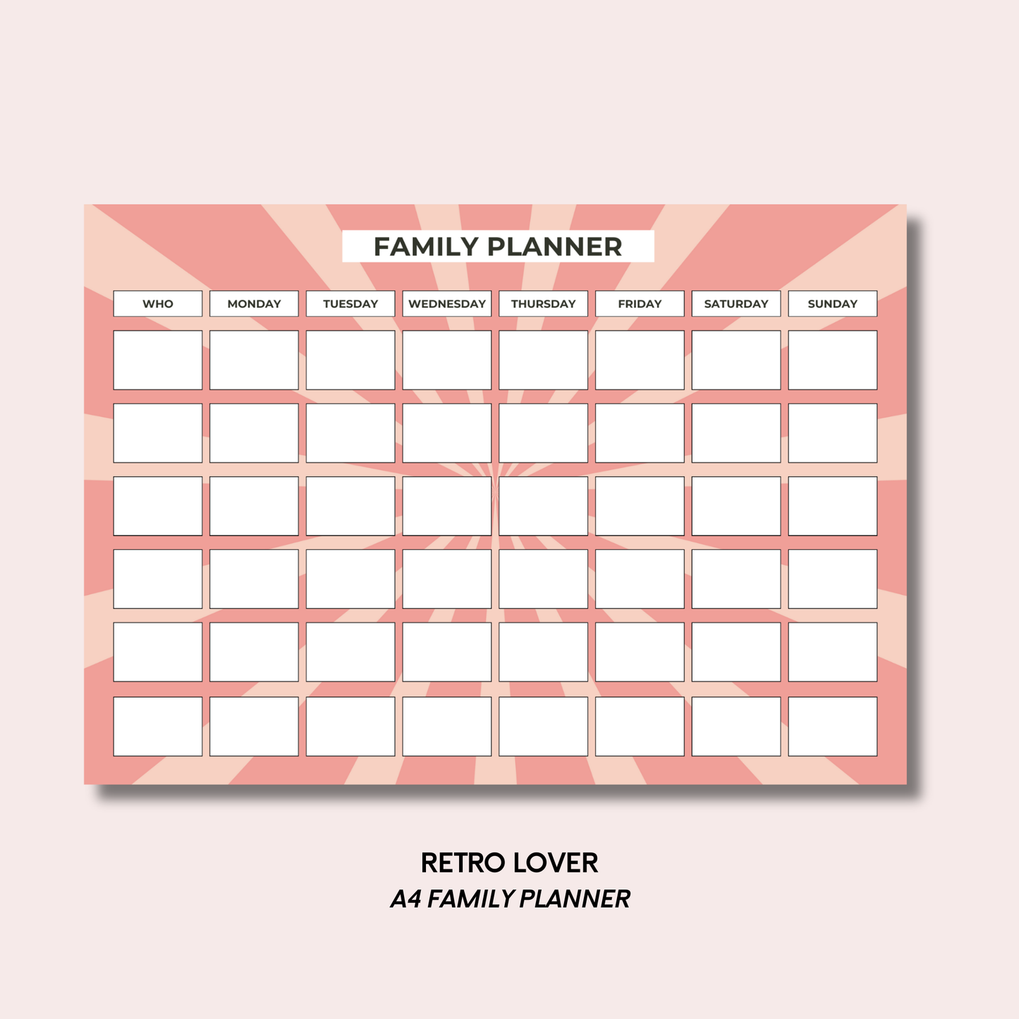 Retro Lover A4 Family Weekly Planner