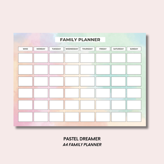 Pastel Dreamer A4 Family Weekly Planner