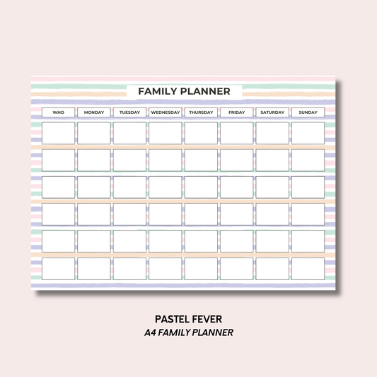 Pastel Fever A4 Family Weekly Planner