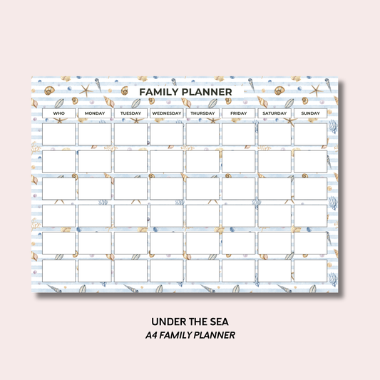 Under The Sea A4 Family Weekly Planner