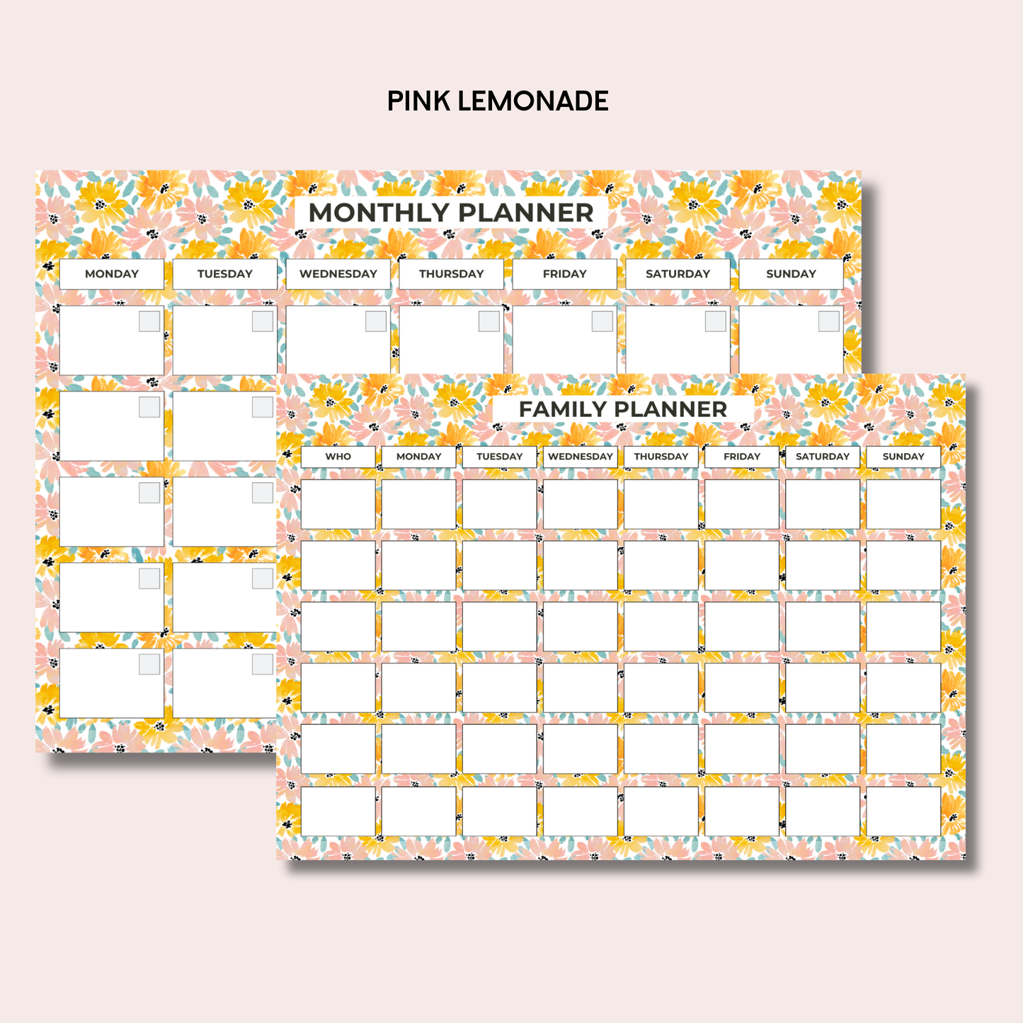 Monthly Planning Duo: Monthly Planner and Weekly Family Bundle