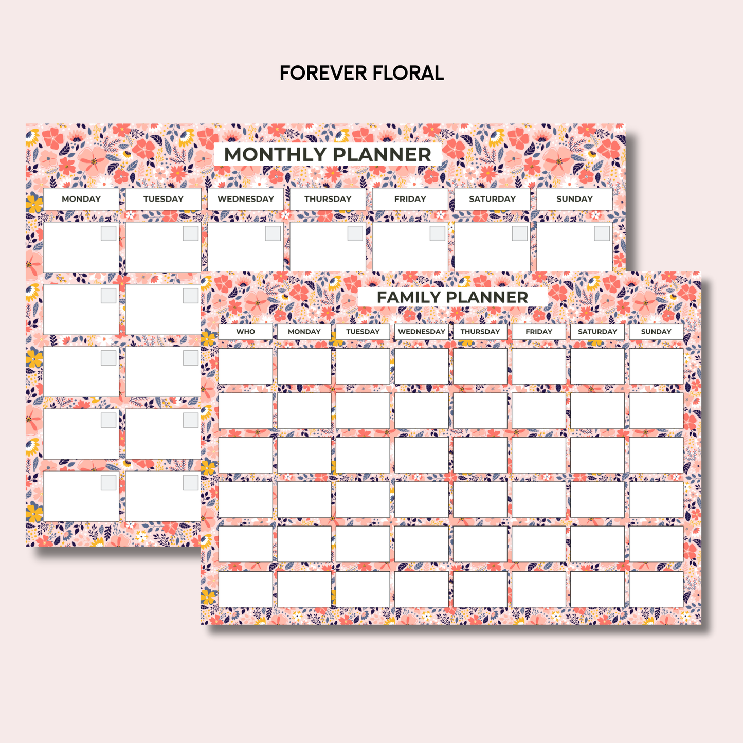 Monthly Planning Duo: Monthly Planner and Weekly Family Bundle