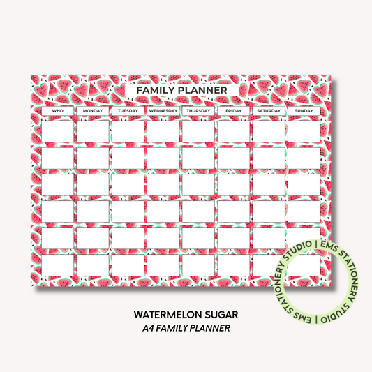 Watermelon Sugar A4 Family Weekly Planner