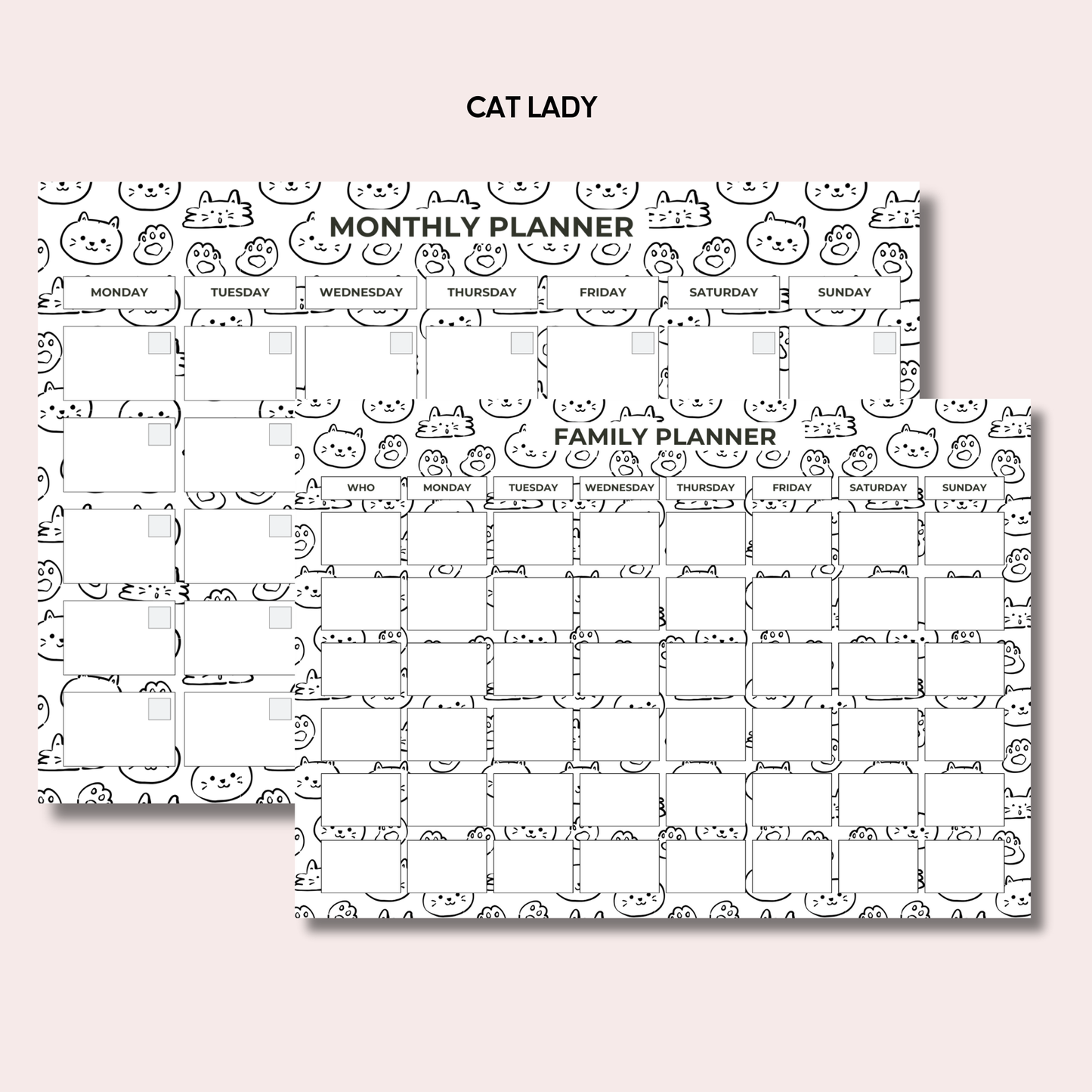 Monthly Planning Duo: Monthly Planner and Weekly Family Bundle