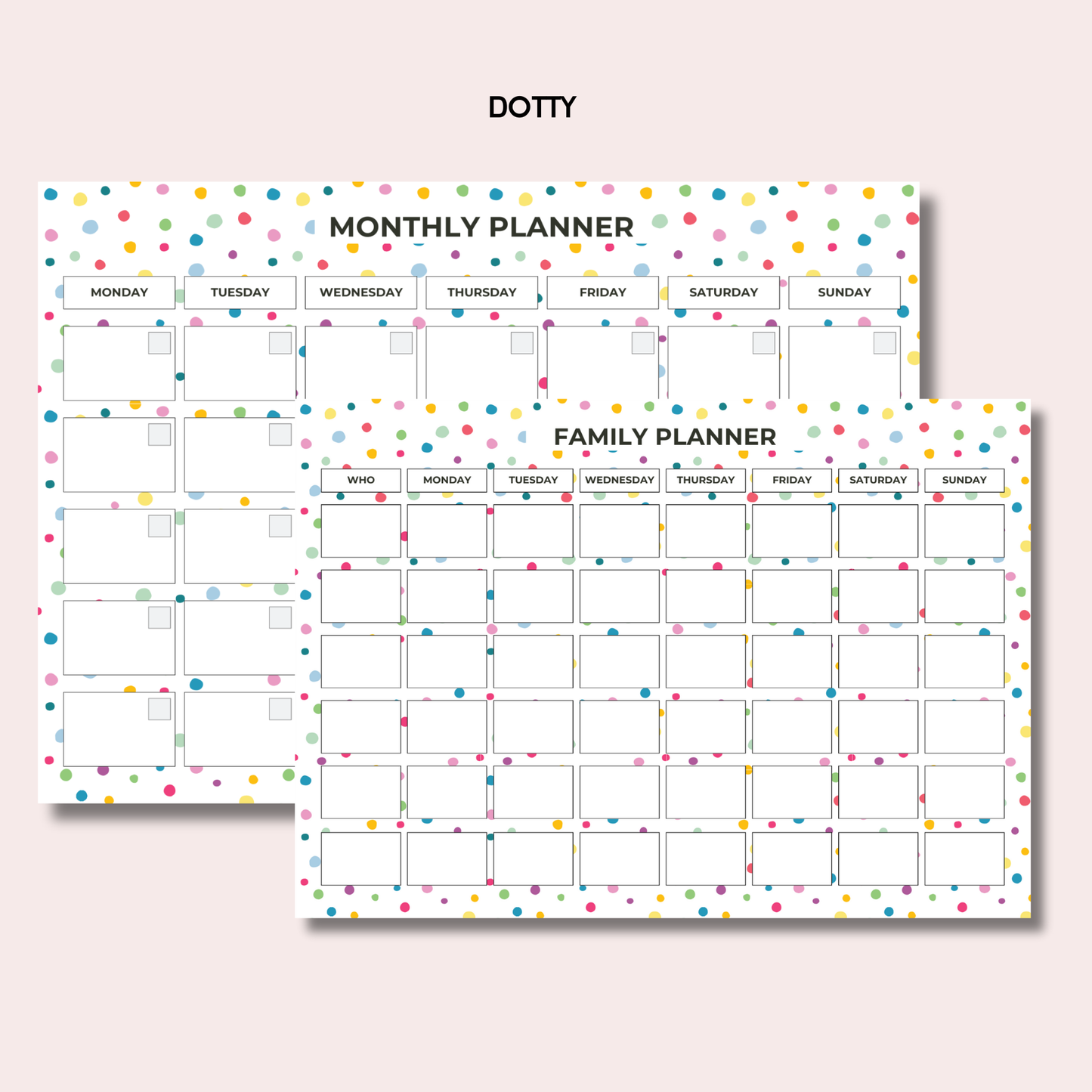 Monthly Planning Duo: Monthly Planner and Weekly Family Bundle