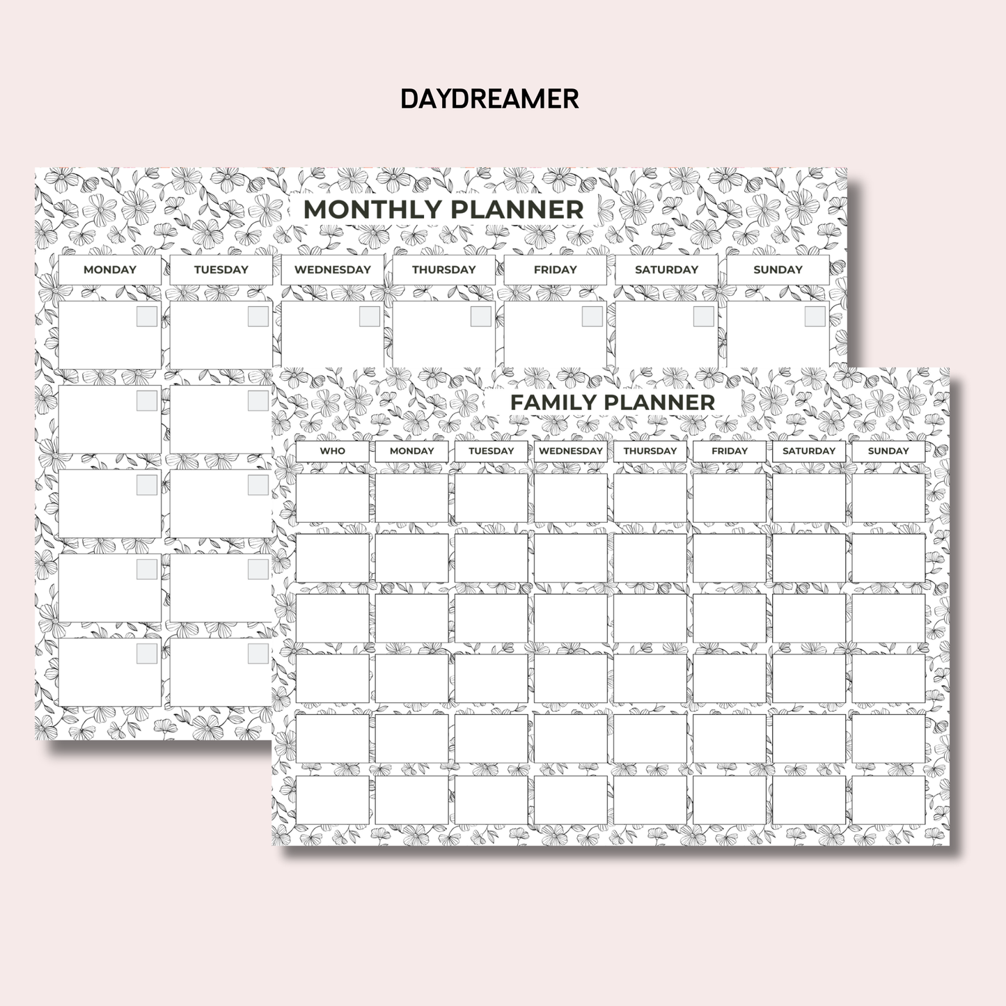 Monthly Planning Duo: Monthly Planner and Weekly Family Bundle