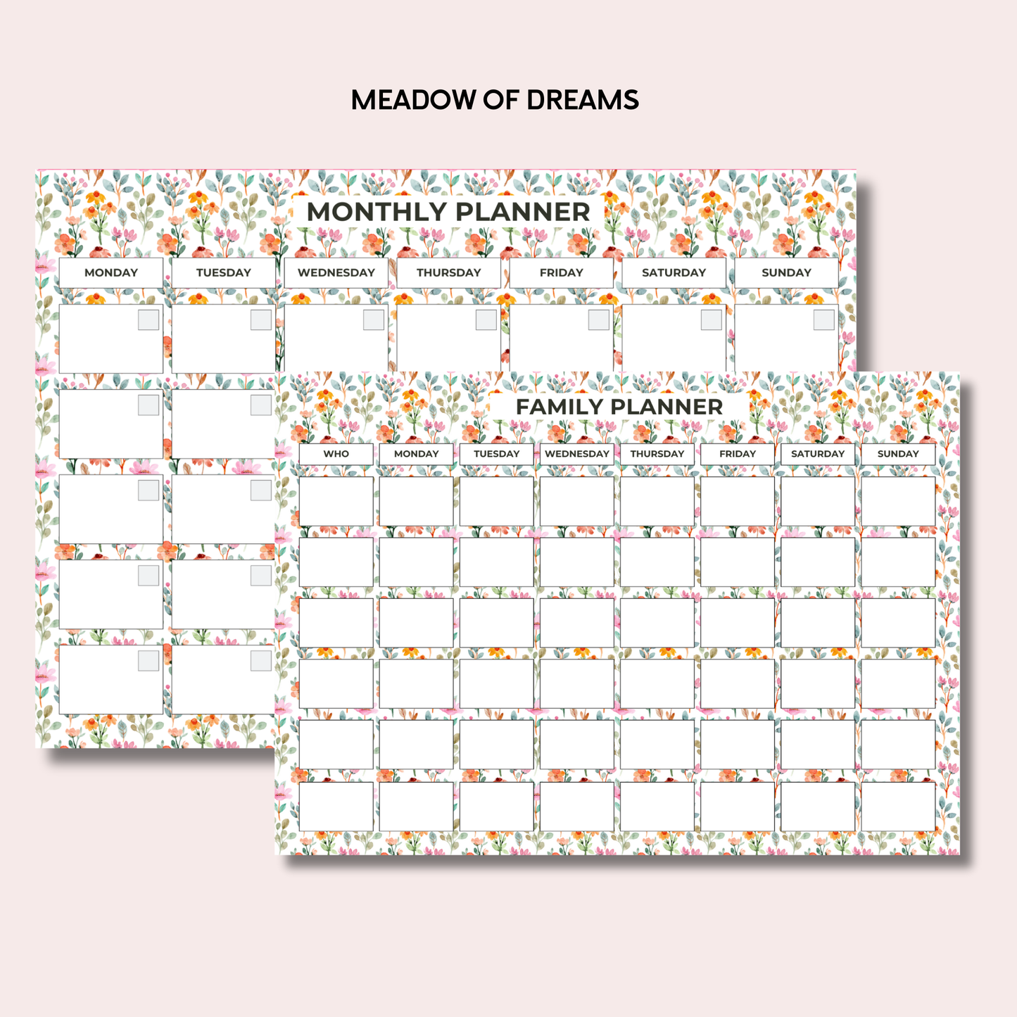 Monthly Planning Duo: Monthly Planner and Weekly Family Bundle