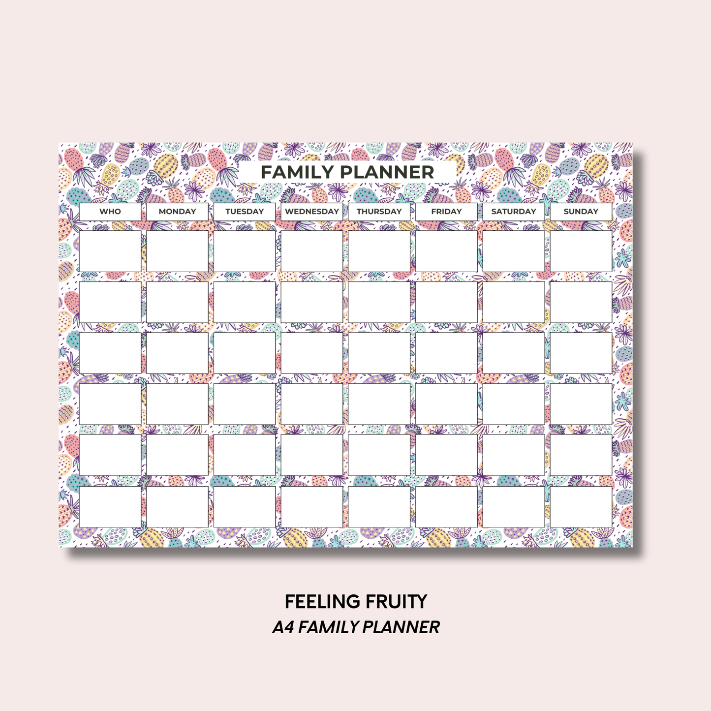 Feeling Fruity A4 Family Weekly Planner